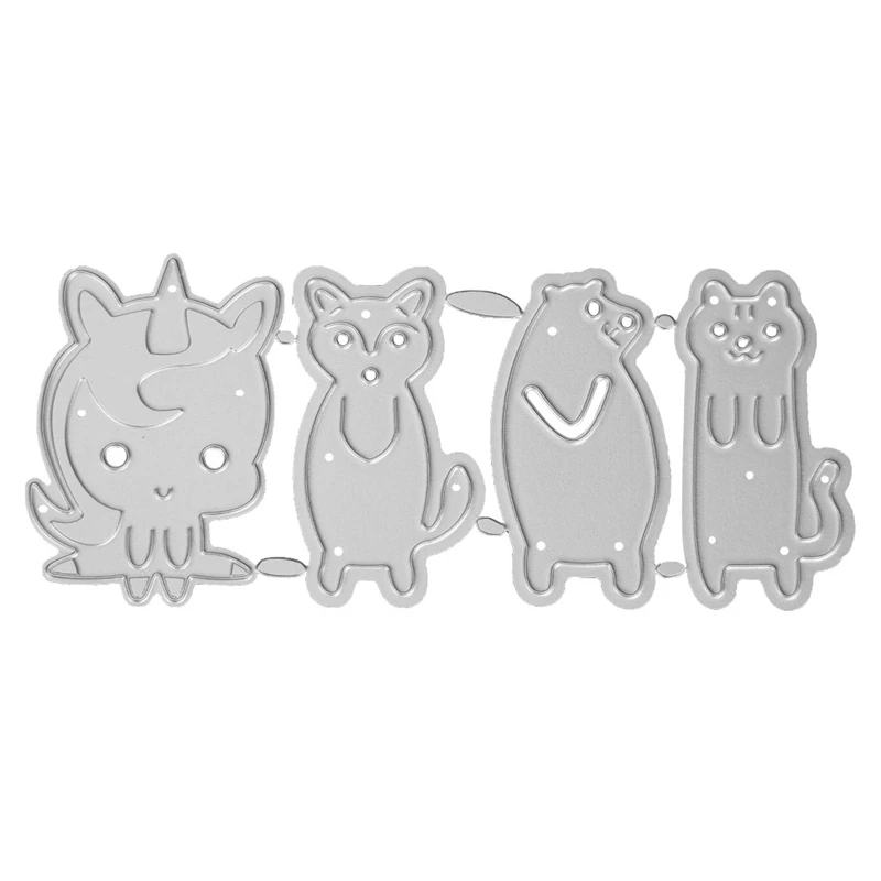 Единорог с изображением лисички металлический Трафаретный вырубной штамп