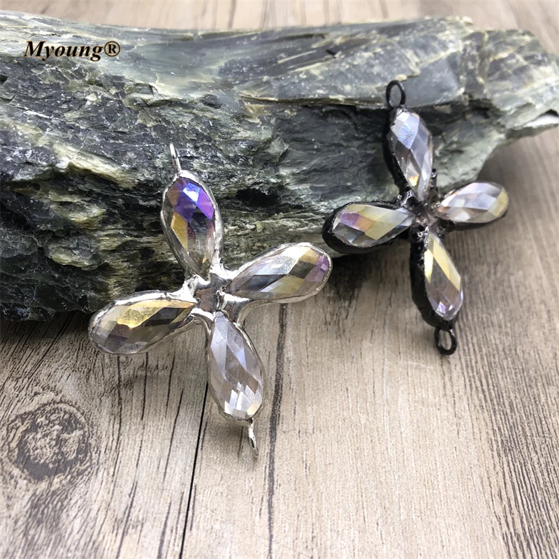 Подвеска ручной работы с кристаллом в виде креста для талисмана|Подвески| |