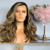glueless human hair full lace wigs brown blonde highlights 13x413x6 lace front wig for women 150 remy hair wavy pre plucked