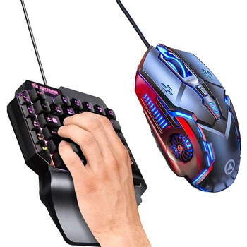 SeynLi RGB Keyboard And Mouse Set One-Handed Gaming Keyboard Mouse Mini Keypad Combo for Laptop PC Mobile Phone Game Controller 6
