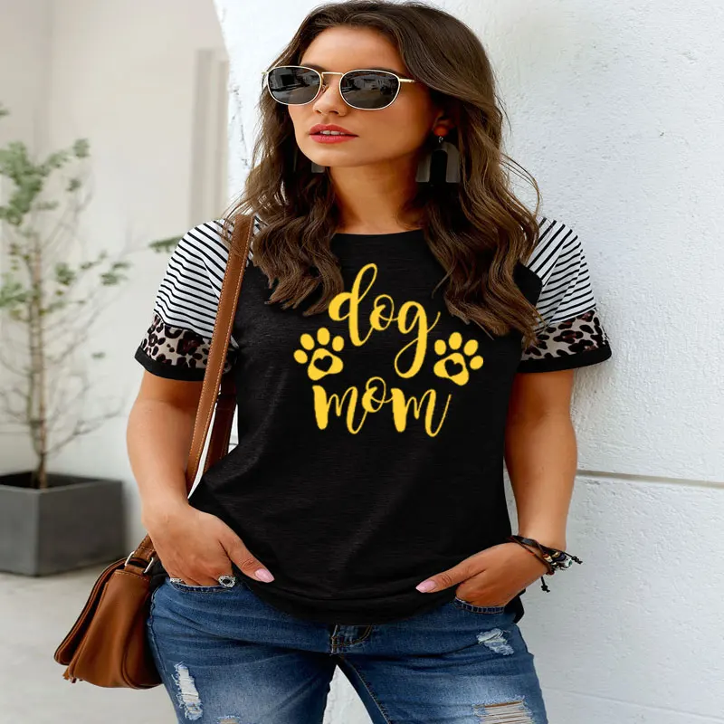 

Летняя Новинка, модная футболка с забавным принтом животных, женская футболка с принтом «собачий лап», женская одежда с графическим принтом...