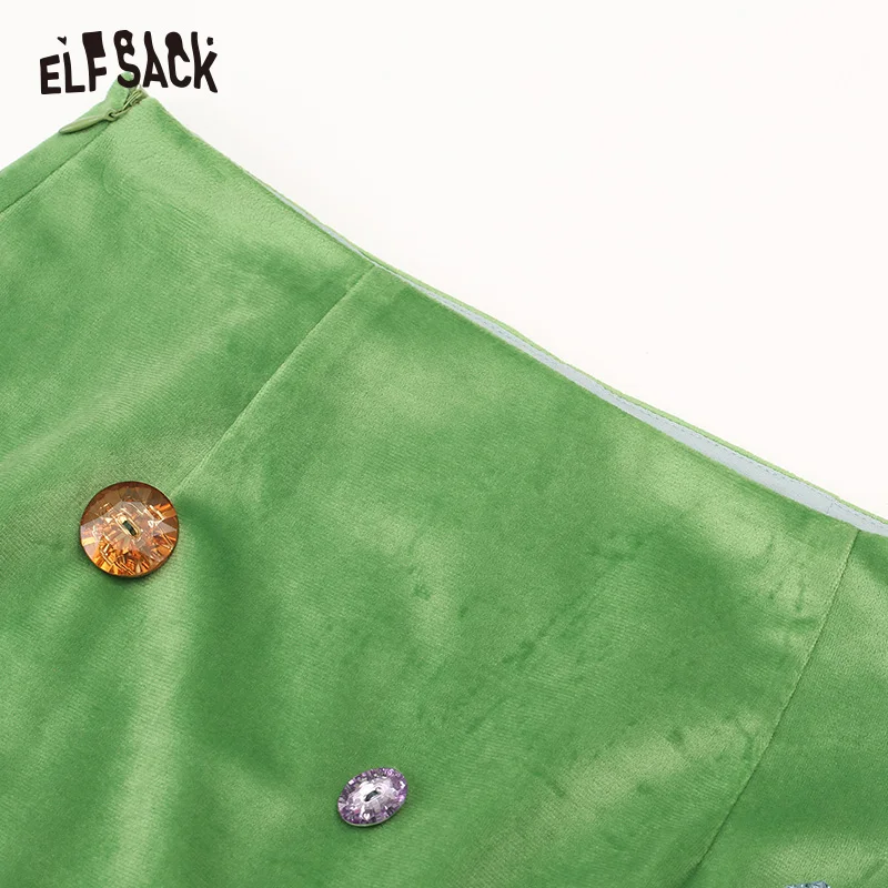 ELFSACK, Цветной полосатый вязаный Топ и юбка с бусинами, женский корейский комплект из двух предметов, осень, повседневные женские комплекты