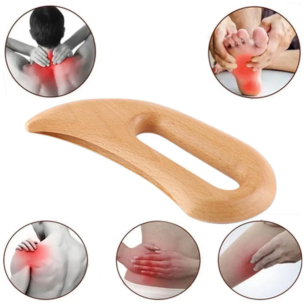 

Natural Beech Wooden Gua Sha Tool Scraping Board Massage Scraper Sha Slimming Tool Massage Therapy Massage Gua Board Body G B3D5