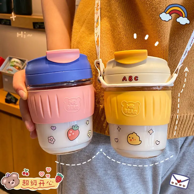 

Plastic straw water cup women's net red cup children's lovely milk coffee cup accompanying cup small and portable