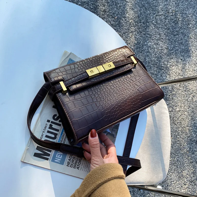 Crocodile Pattern Retro Women's Bag 2022 New Fashion Single Shoulder Versatile Purses and Handbags Luxury Designer Luxury Brand