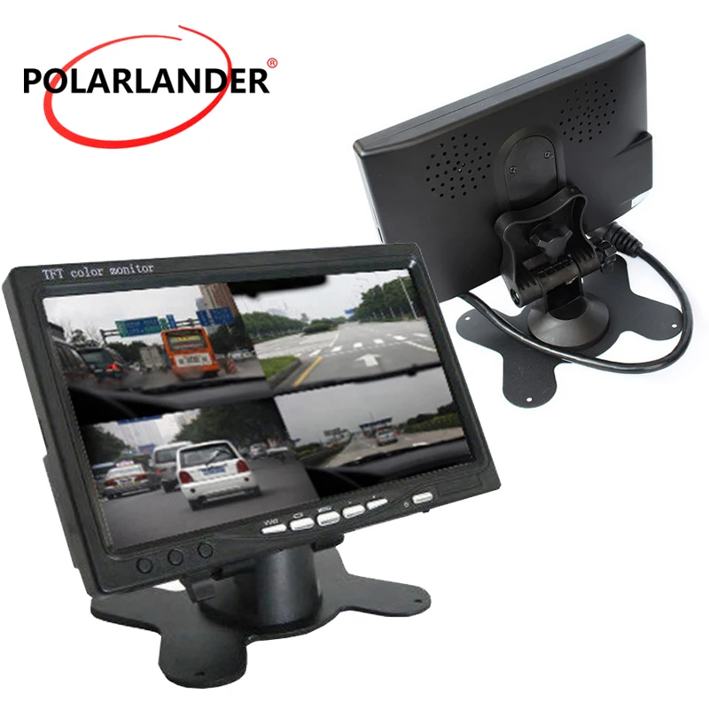PolarLander DC12V-24V 7 &quotLCD 4CH видео вход Автомобильный монитор для фронтальной камеры