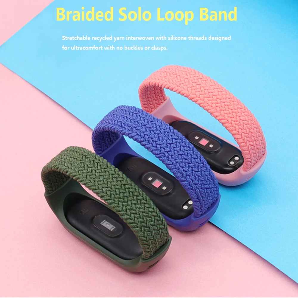 Bracelet for Mi band 5 6 Strap Nylon Braided Solo Loop pulseira bracelet Miband4 Miband5 Wristband for xiaomi Mi band 4 3 strap