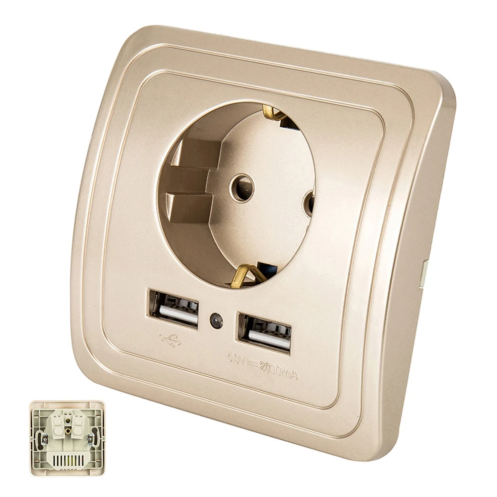 Настенный адаптер с двойным USB портом для умного дома 16 А европейский стандарт
