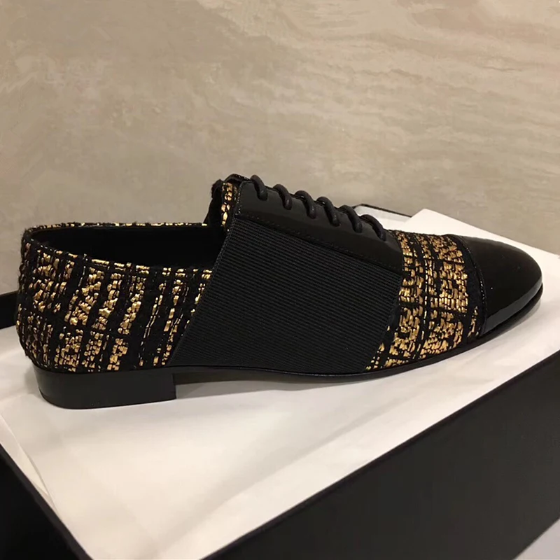 Женские брендовые дизайнерские туфли на плоской подошве черные лоферы шнуровке