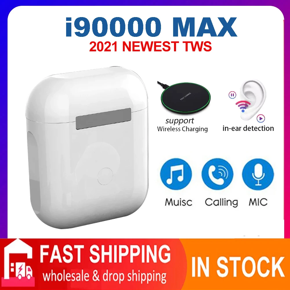 

Original i90000 MAX Wireless Earphone Bluetooth 5.0 Super Earbuds TWS Plus PK I9000 Pro I90000 Max Headphone Earbuds Phones