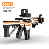 new military moc m4a1 gun building blocks ww2 swat gun assembly model army accessories can shoot toys for children kids gifts