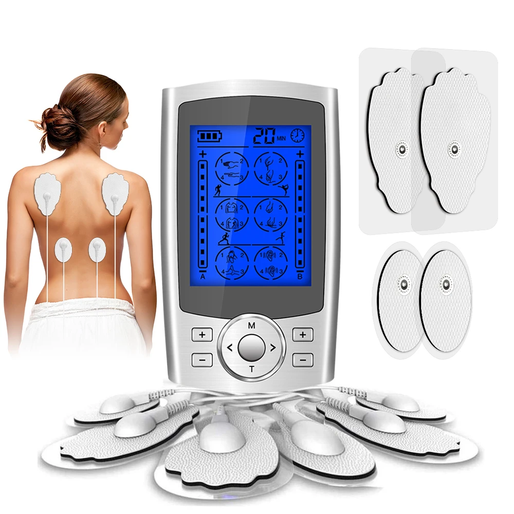 

24Modes Eletric Compex Muscle Stimulator EMS Pulse Meridian Physiotherapy TENS Machine Electrodes Low Frequency Pads Massageador