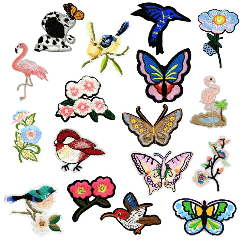 Тканевые нашивки на одежду с железными цветами птицами бабочками нашивками и