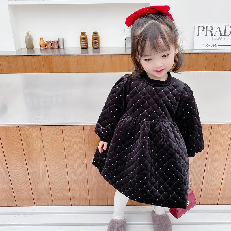 

2021 New Winter Autumn Warm Thicken Plush Girls Casual Dress Kids Toddler Hoodies Tops Fashion Children Clothes High Quality