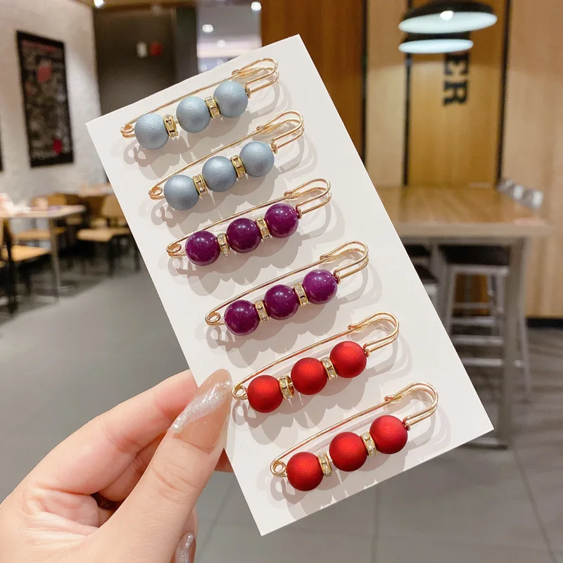 6 шт. булавки на талию свитер зажим для шали двойные с искусственным жемчугом