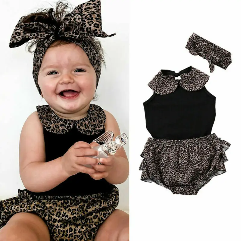

Pudcoco Newborn Kid Baby Girl Clothes Set 2020 New Sleeveless Bodysuit Top Leopard Print PP Shorts Casual Outfit