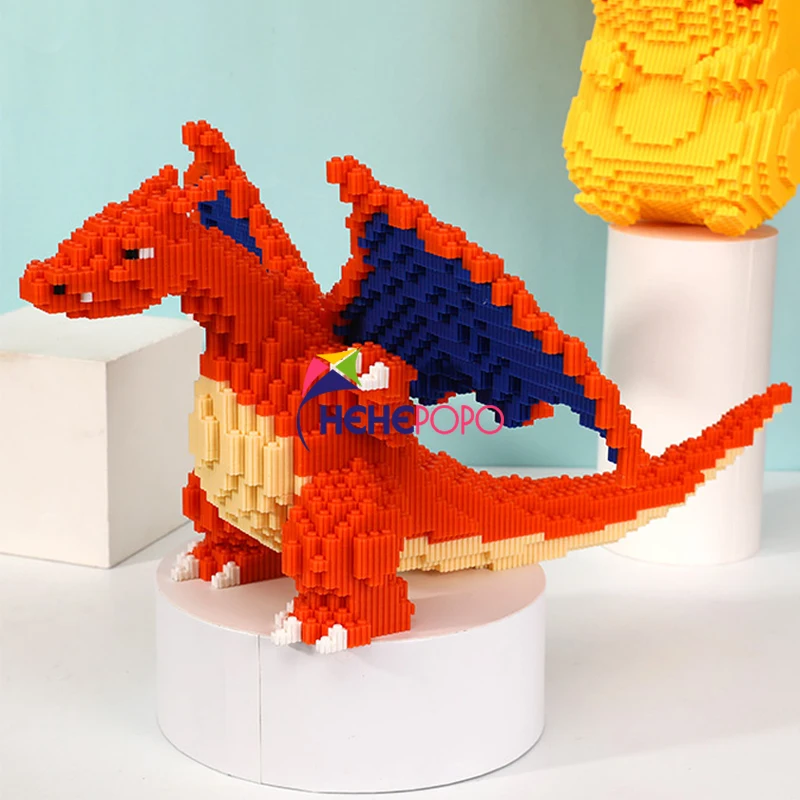 26cm Tall 8665 Middle Bricks Block Toy Charizard Dragon Pocket Monster Animal 3D Model DIY Blocks Building for Children | Игрушки и