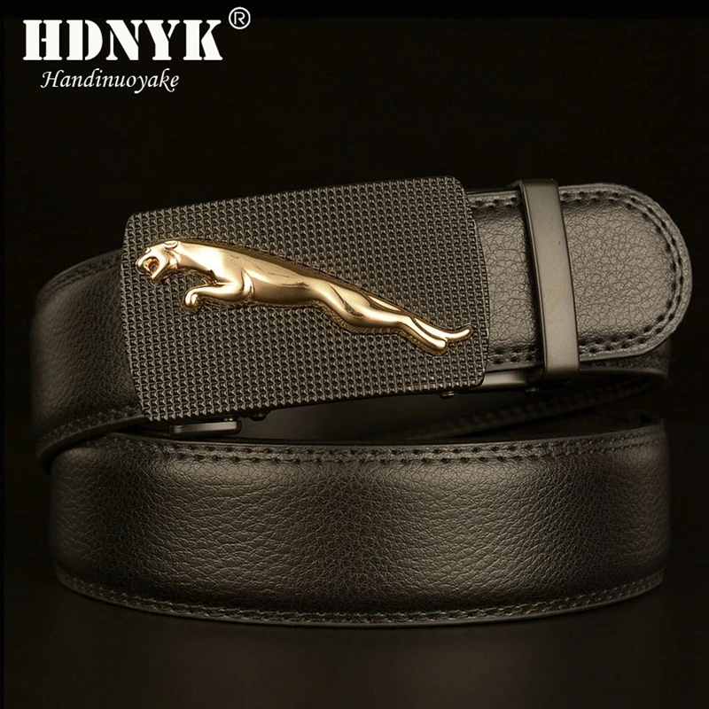 

High Quality Leopard Designer Buckle Men Belts Genuine Cow Split Leather Belt for Male New Fashion Leisure Waist band Red Strap