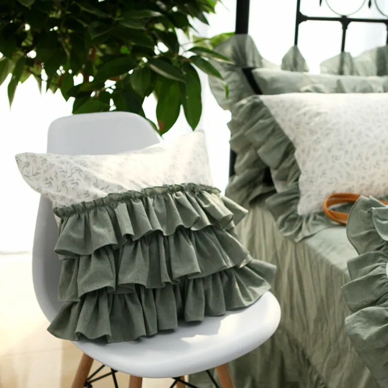 Новый пасторальный многослойный Чехол для подушки с оборками кружевная