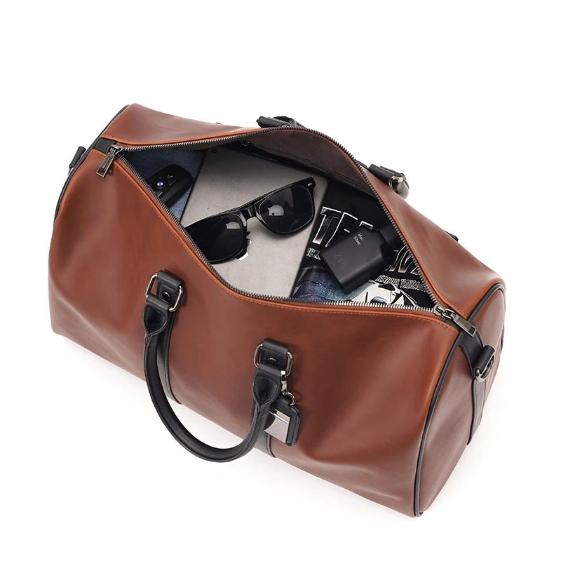 

Vintage Crazy Horse Leather Men's Travel Bag Short Trip Luggage Organizer Tourism Sports Training Bag