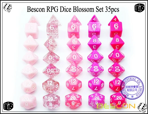 Bescon многогранные ролевые Игральные Кости полный 35 шт набор цветов, DND ролевые игры игральные кости 5X7 шт