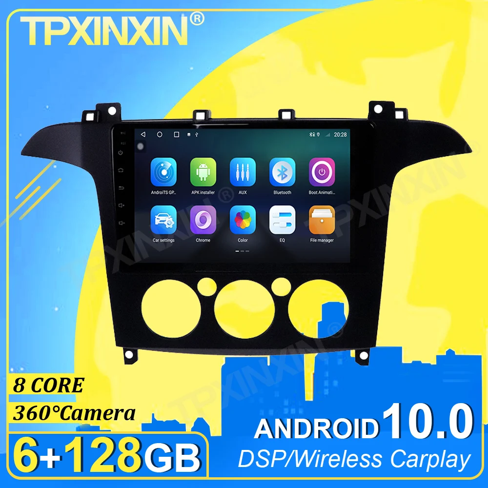 

PX6 IPS Android 10,0 6G + 128G Carplay 360 Камера для Ford S-Max 2006-2008 мультимедиа плеер магнитола Регистраторы видео Navi GPS