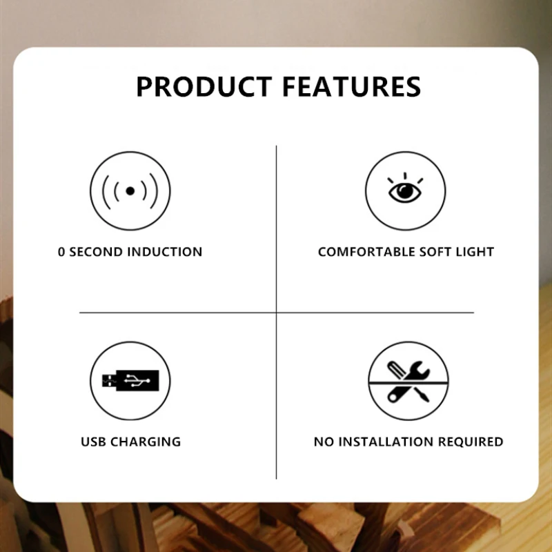 

LED Night Light Intelligent Body Induction Lamp USB Rechargeable Energy-saving Motion Sensor Warm Light For Home Bedroom Stairs