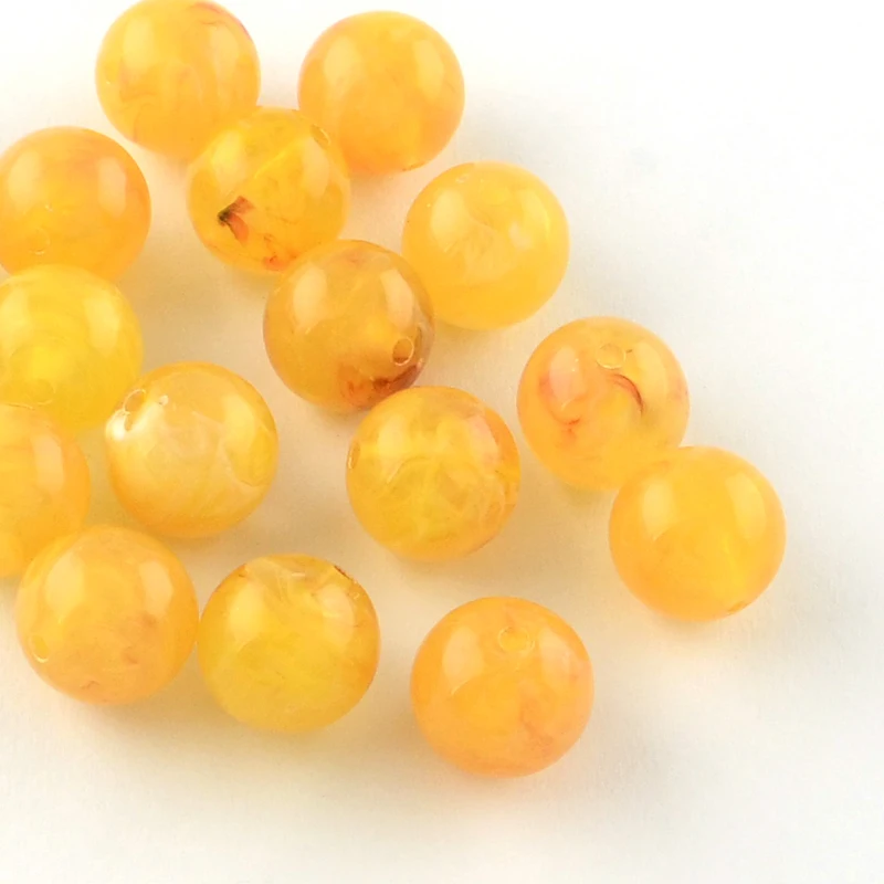 

50 pc Round Imitation Gemstone Acrylic Beads Gold 8mm Hole: 2mm
