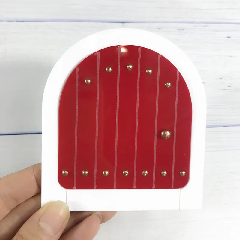 mini rivet red Мини Арка ручной работы милый розовый Фея дверь мышь отверстие, миниатюрные деревянные двери с овсянкой и Персонализированная вывеска - Цвет: mini rivet red