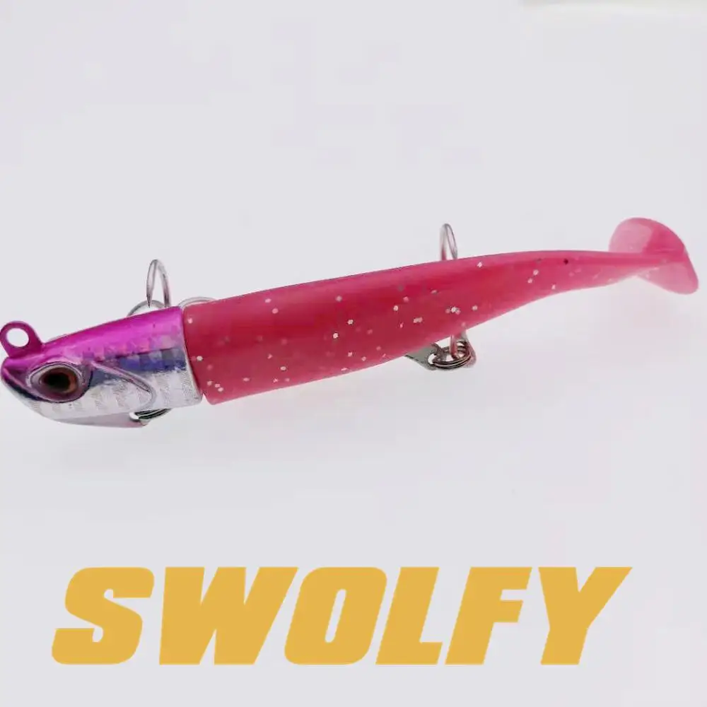 

Swolfy 2PCS 14g/21g/27g/35g/45g/50g lead jig Head Single Hook Soft Fishing Lure Wobbler Bait Sinking Jigging Sea Fishing