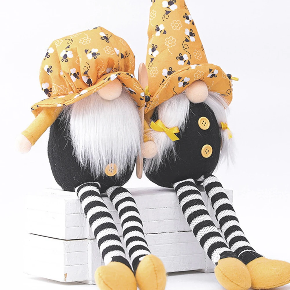 

2021 Hot Bumble Bee Striped Doll Elf Plush Beard Dolls Faceless Doll Bumble Long Legs Toy Decoration Plush Boyand Girl