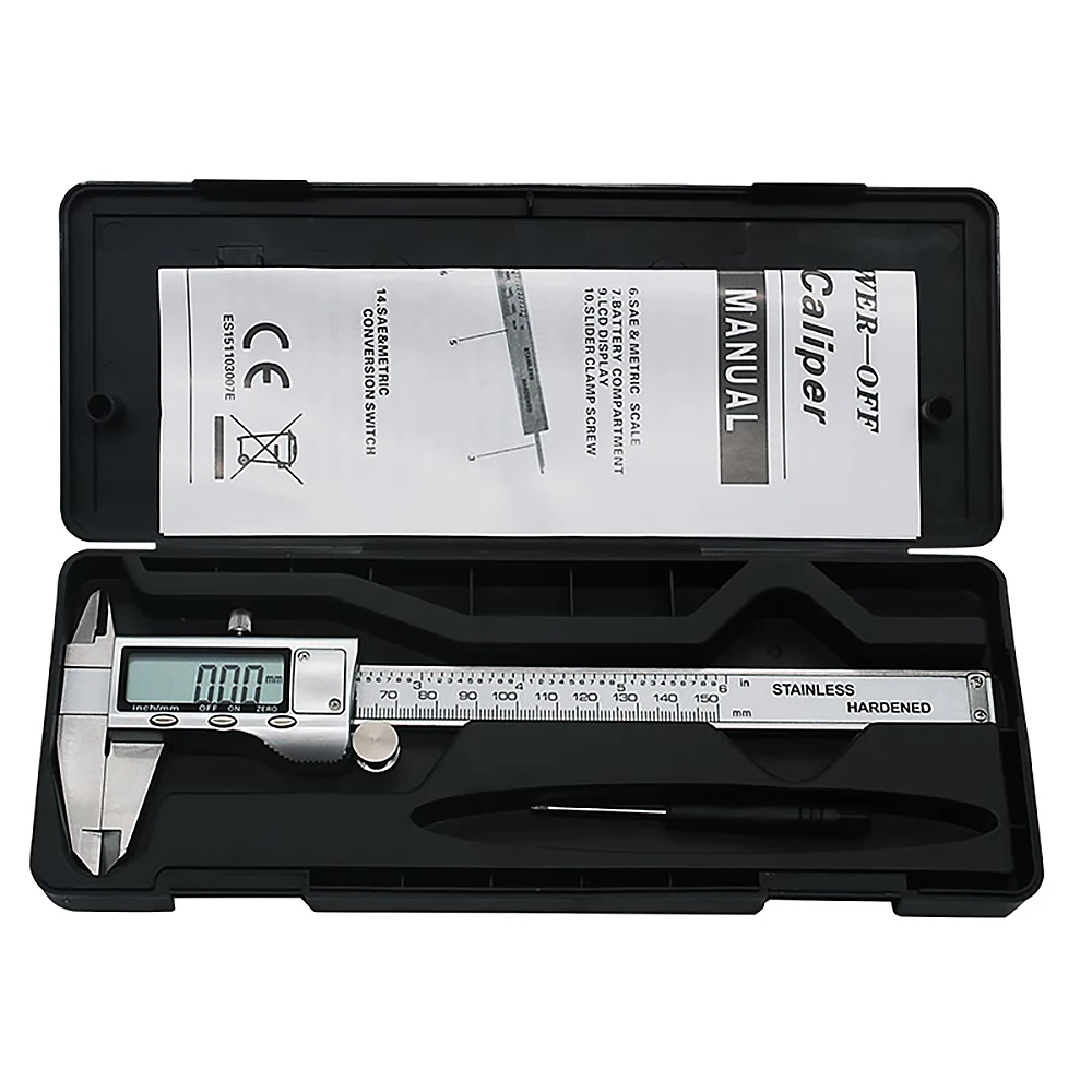 

6-Inch 150mm Digital Calipers Stainless Steel Electronic Digital Vernier Caliper Metal Micrometer Measuring Tool