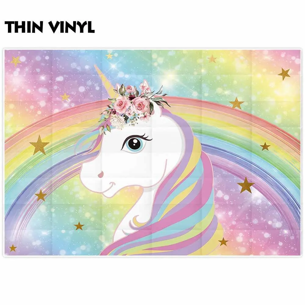 Фон для детских фотографий Funnytree Радужный Единорог небо день рождения фотосессия