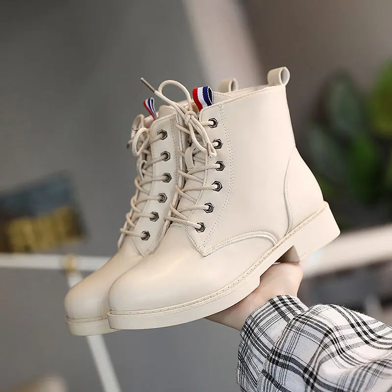 

Black Women Martin Boots 2021 New Solid Winter Warm Flats Non-slip Female Work Shoes Ladies Ankle Booties Student Casual Shoe
