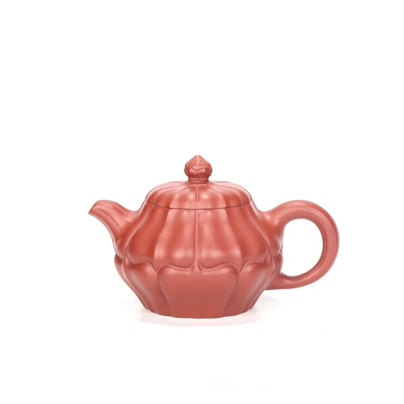 

Dark-red Enameled Pottery Teapot Yixing Famous Manual Make Raw Ore Bright Red Robe Rib Combine Ling Teapot Tea Set