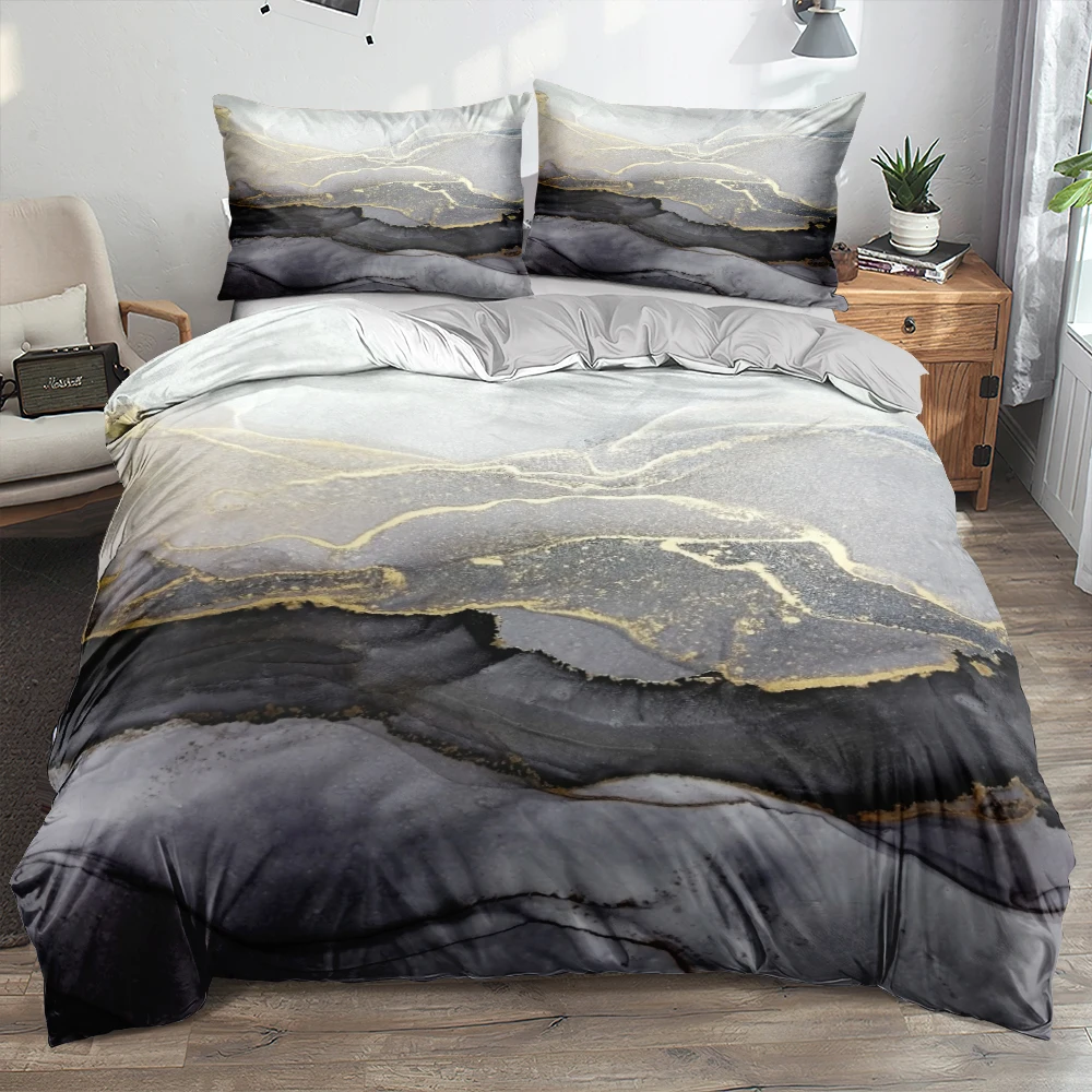

3D Custom Design Beddings Ink Painting Gray Duvet Covers Comforter Cases Pillow Shames Sets Full Single Double Size Bedclothes