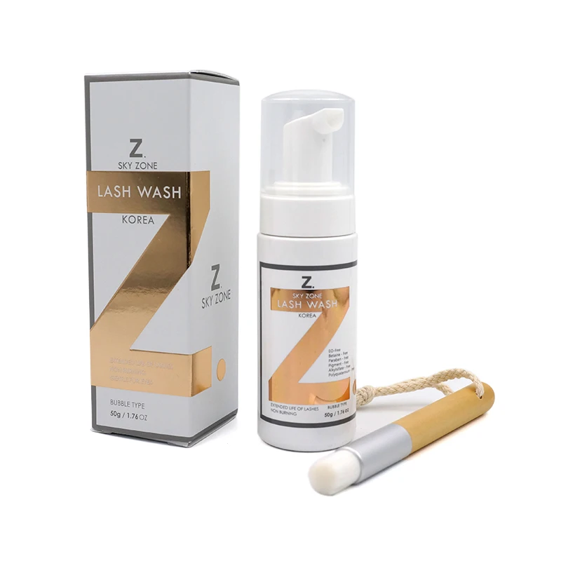 1 pcs Korea Sky Zone Eyelash Extensions Foam+Lash Brush For Lash Wash 50g Eyelash Cleaner Shampoo False Eyelash Cleaning Foam