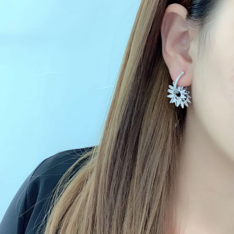 

925 Sterling Silver Pearl Earrings Ear Studs Necklace Monaco Jewelry Diverse Styles Sun Gears Earring Zircon Jewelry Girl Gifts