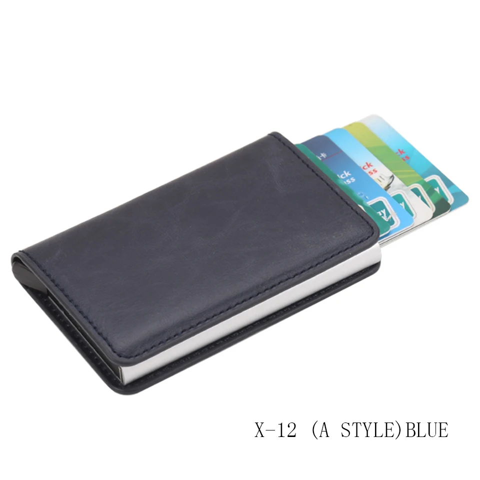 blue color E Oswego мужской держатель для кредитных карт s Бизнес футляр для удостоверения личности алюминиевый автоматический RFID кошелек держатель для банковских карт для дропшиппинг - Цвет: blue color E