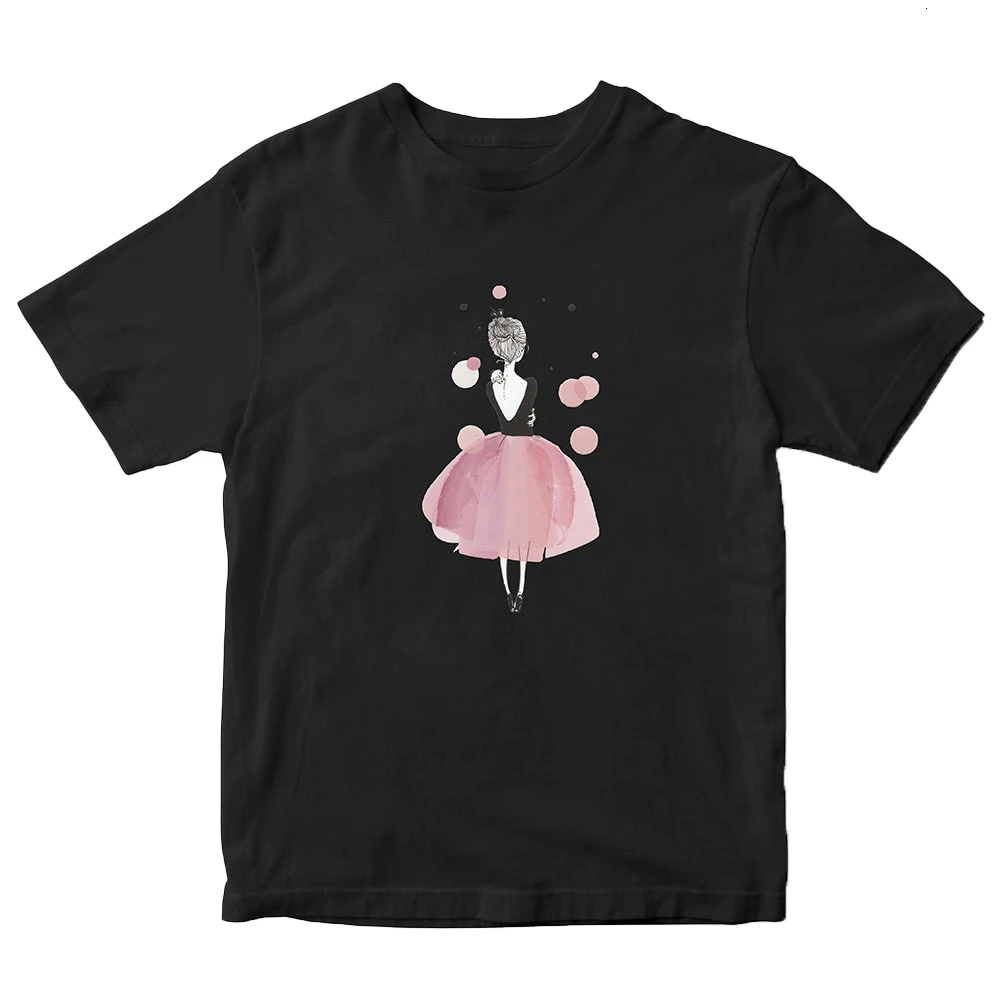 Милая розовая балетная Женская Футболка harajuku Kawaii винтажная хлопковая футболка с