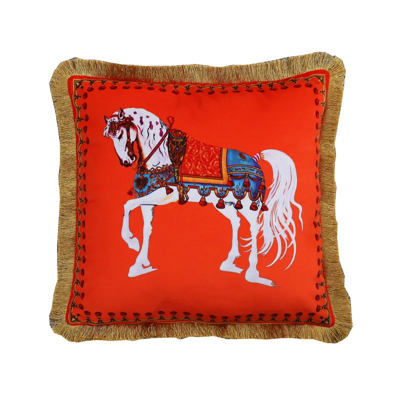 

Pillow Pillowcase European Style Sofa Cover Cushion Cover Sofa Car with Letter Horse Print Pillowcase 45x45cm Home Decoration