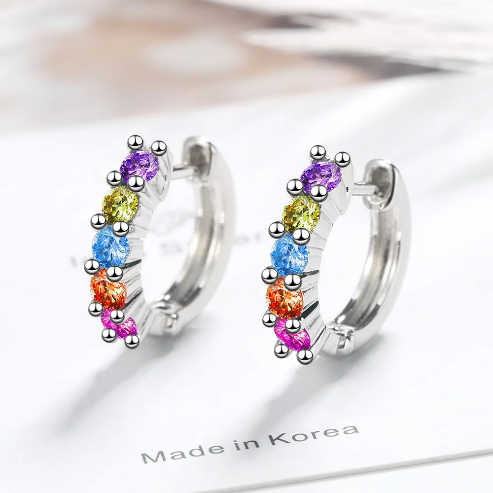

925 Sterling Silver Zircon Stud Earrings For Women Girls Wedding Jewelry Pendientes Oorbellen eh670