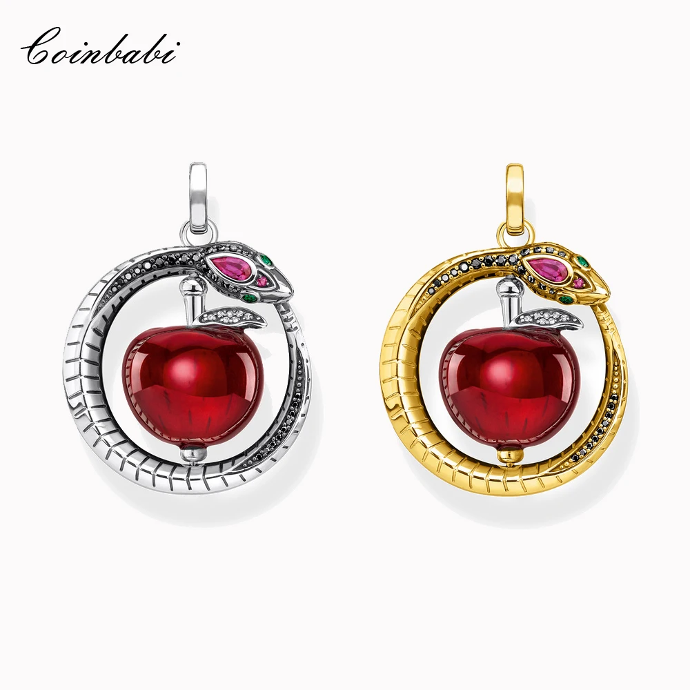 

Pendant Rotating Red Apple With Snake Golden 2021 Brand New Fine Jewelry Europe Style 925 Sterling Silver Women Bijoux Gift