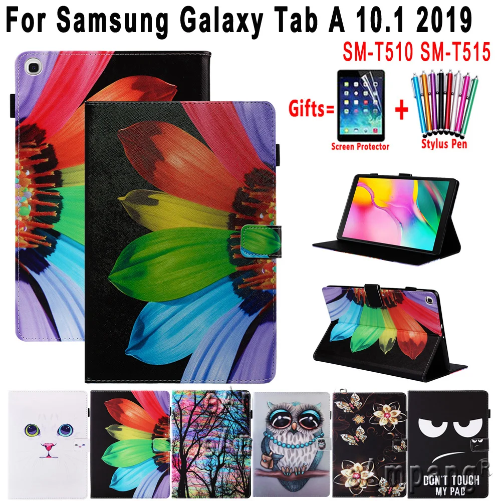 

Fashion Painted Smart Case for Samsung Galaxy Tab A 10.1 2019 SM-T510 SM-T515 Soft Shockproof Flip Tablet Cover Shell Skin