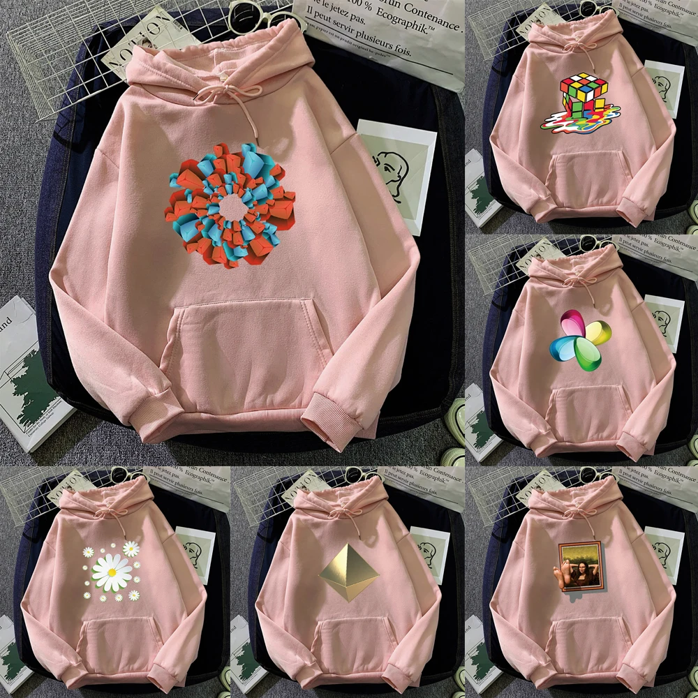

Hoodies Autumn and Winter Casual Sweatshirts Polyester Tops Loose Printed Long Sleeve with Pocket Pullover Couples Sweatshirt