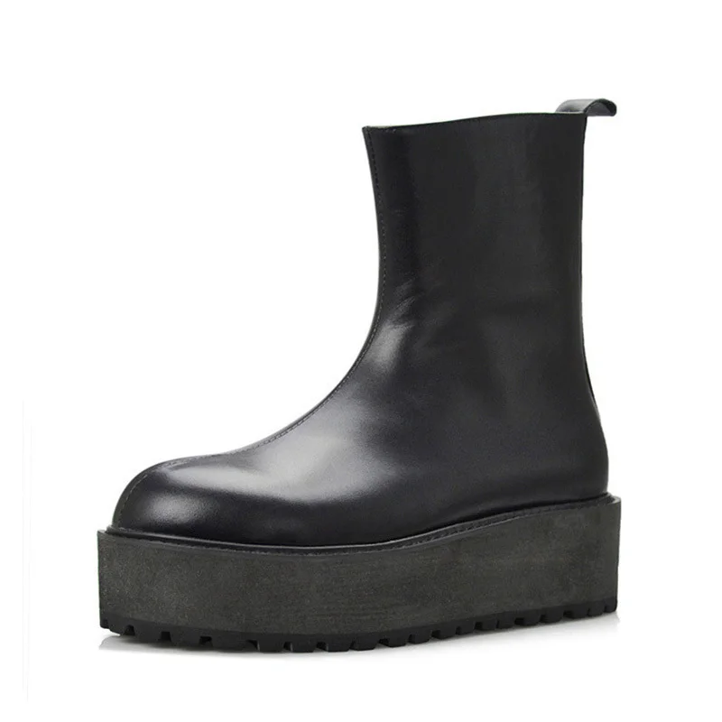 Новинка сезон осень модная мужская обувь с боковой молнией и круглым носком