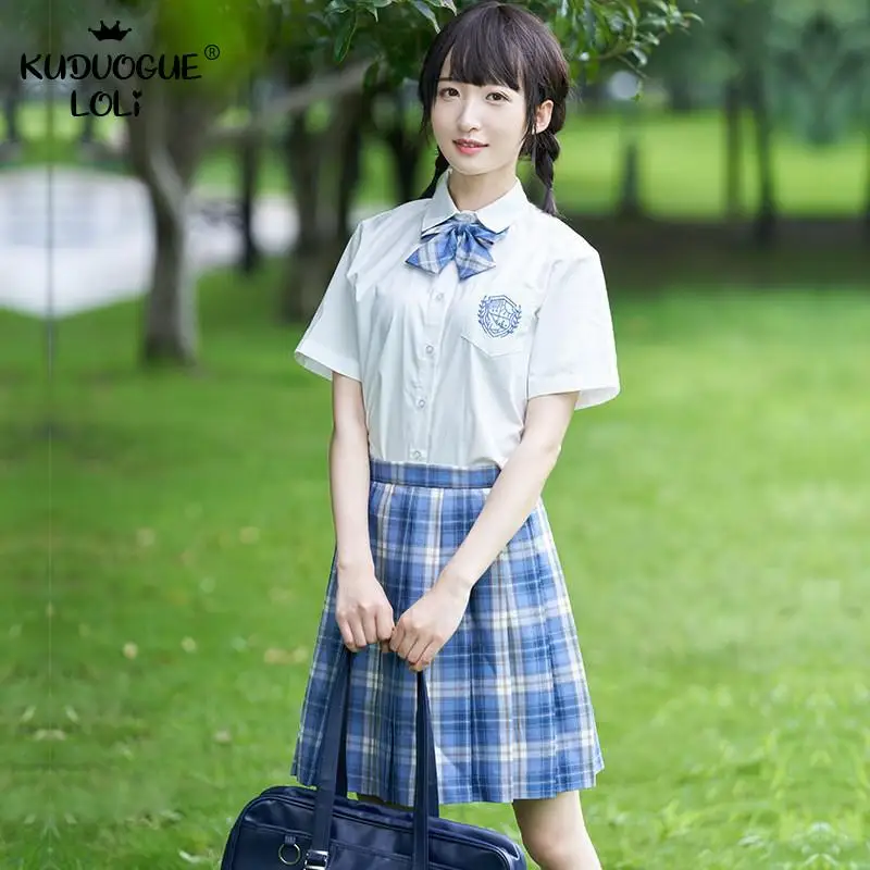 JK Униформа плиссированная юбка для девочек Студенческая простая клетчатая