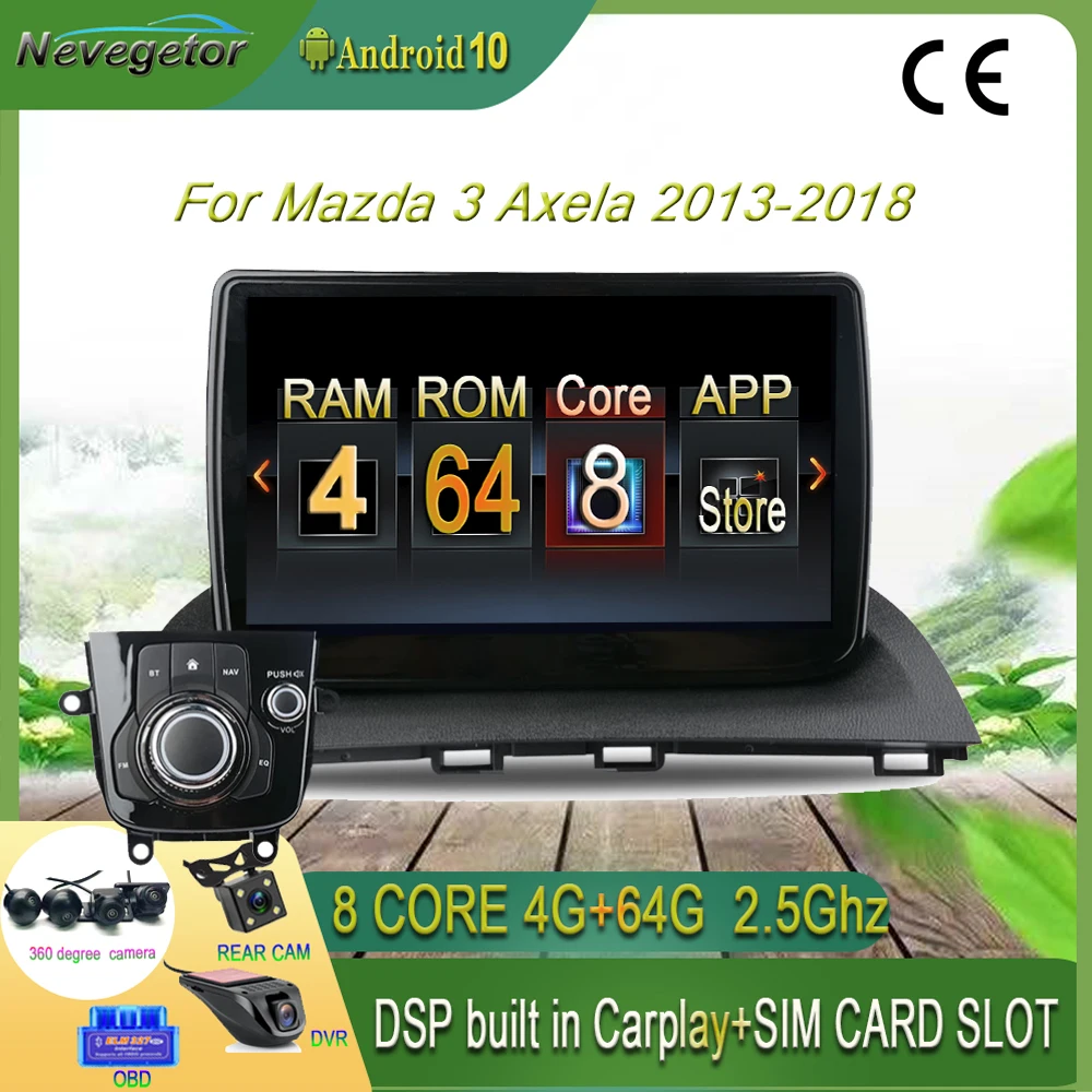 

Автомобильный мультимедийный радиоплеер Android 10 для Mazda 3 Axela 2014-2017 GPS-навигация видео стерео аудио головное устройство 2DIN без DVD