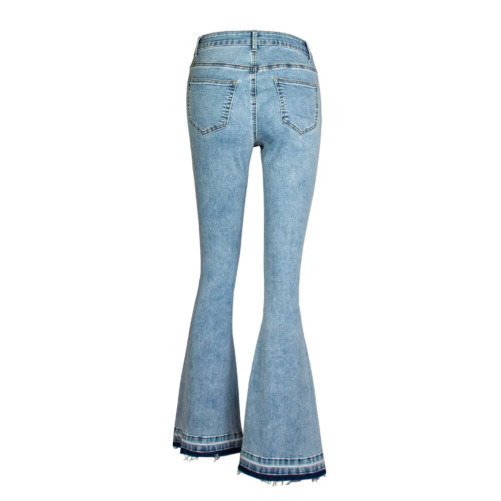 

Women's wide leg embroidery horn jeans women's pants