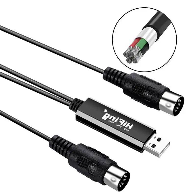 HiFing USB IN-OUT MIDI Interface Converter/Adapter with 5-PIN DIN Cable for PC/ Laptop/ Mac | Спорт и развлечения